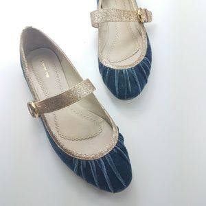 Anthropologie Glittery Velvet Mary Janes